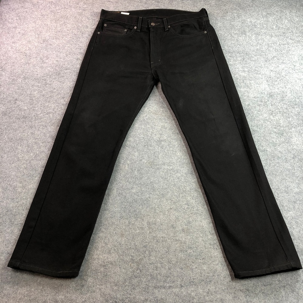 Levi's Mens 505 Regular Fit Jeans 36x32 Black Straight Leg Denim 00505-0260